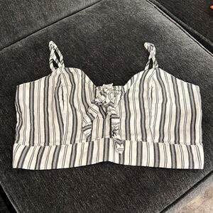 Garage White Striped Crop Top‎ Tank | Large